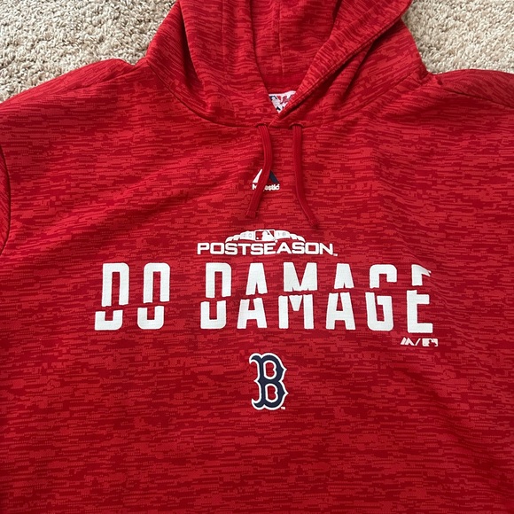 Boston Red Sox Majestic Hoodie Mens XL Red 2018 World Series Do Damage MLB - Picture 2 of 5